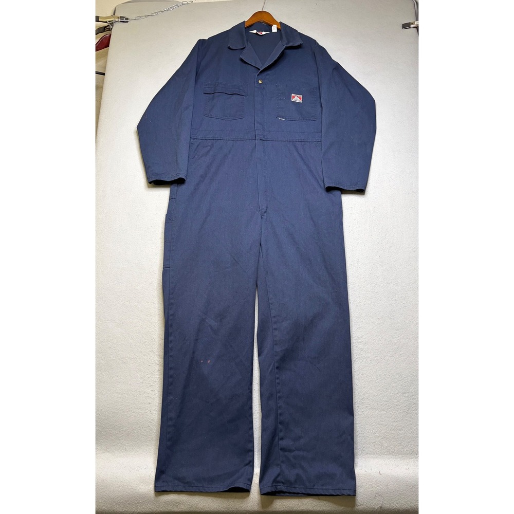 Ben Davis Coveralls Mens 2XL 44L Navy Blue Vintage Workwear Jumpsuit USA Made